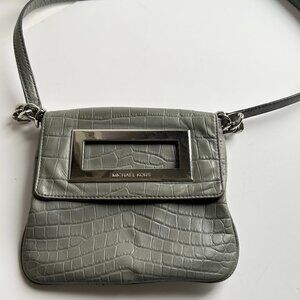Michael Kors Gray Croc-Embossed leather Crossbody bag